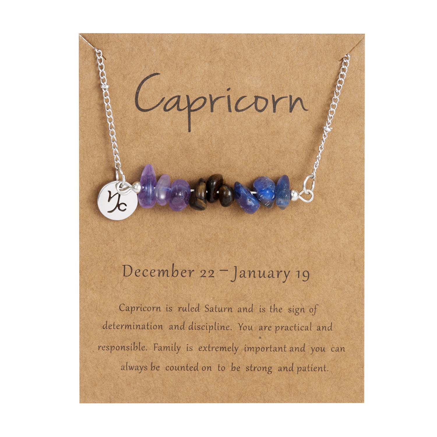 Wholesale Stainless Steel Zodiac Necklace Irregular Natural Stone Pendant Necklace